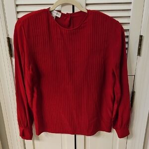 Jones New York Vibrant Red Silk Blouse